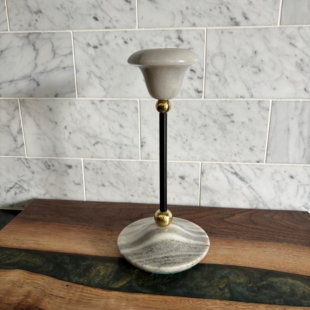 Vintage Postmodern Style Vermont Marble Candle Stick